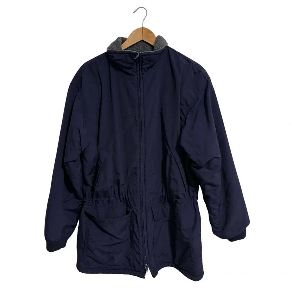 J.Crew Vintage parka jacket from late 1980s or early 1990s. Medium Navy Blue